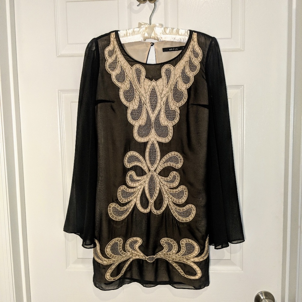 Ark & Co black Mini dress with Bell Sleeves small